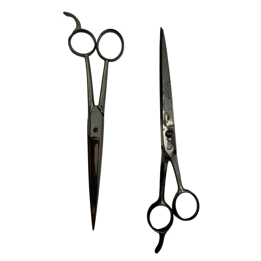 Vintage Worthington Co Cleveland Headcut Barber Shears Salon Scissors Set of 2